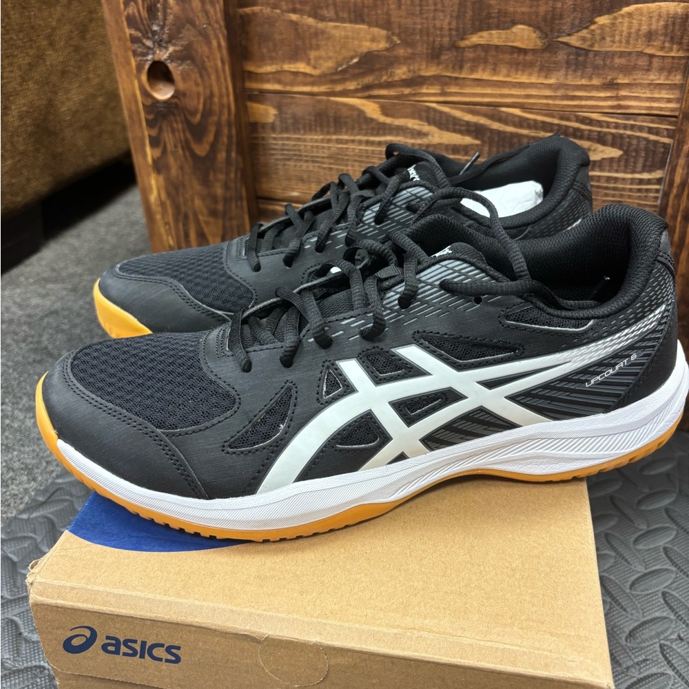 Asics Black and White Sneakers with Orange Soles